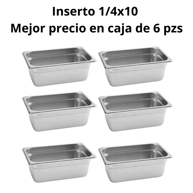 Inserto Contenedor De Acero Inoxidable 1/4x10cm Caja 6 Pzs