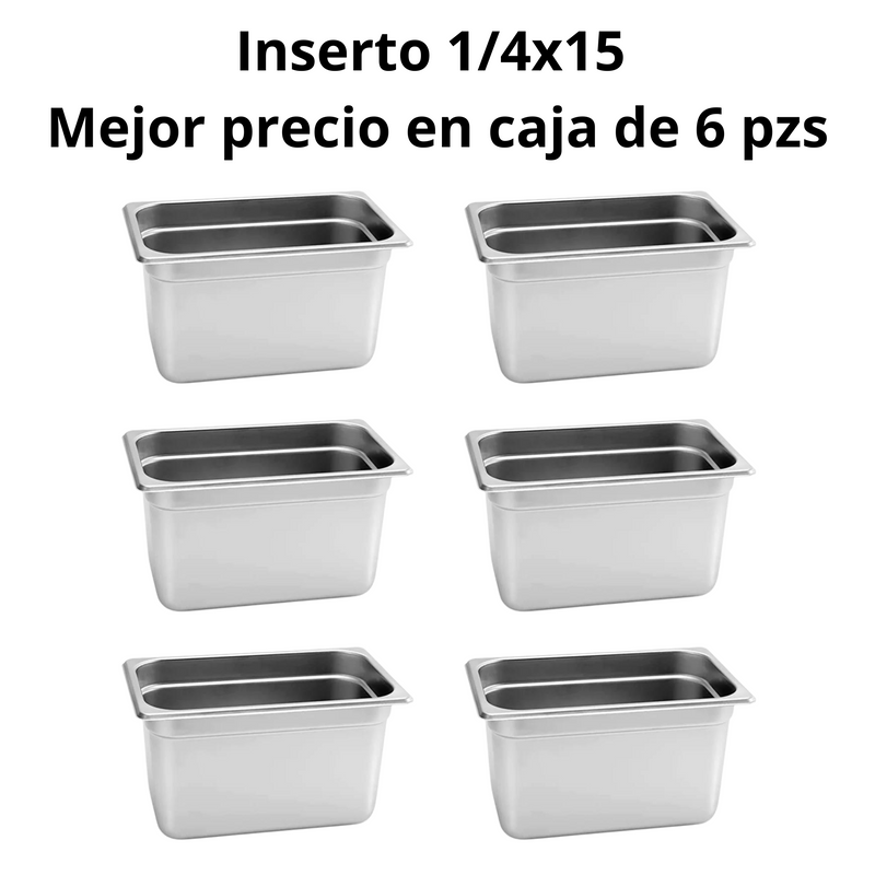 Inserto Contenedor De Acero Inoxidable 1/4x15cm Caja 6 Pzs