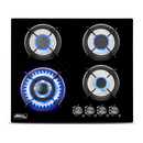 Combo Parrilla 4 Quemadores y Campana Slim 60 cm, Vidrio Negro, P-CN4Q59A y CSL-60BL