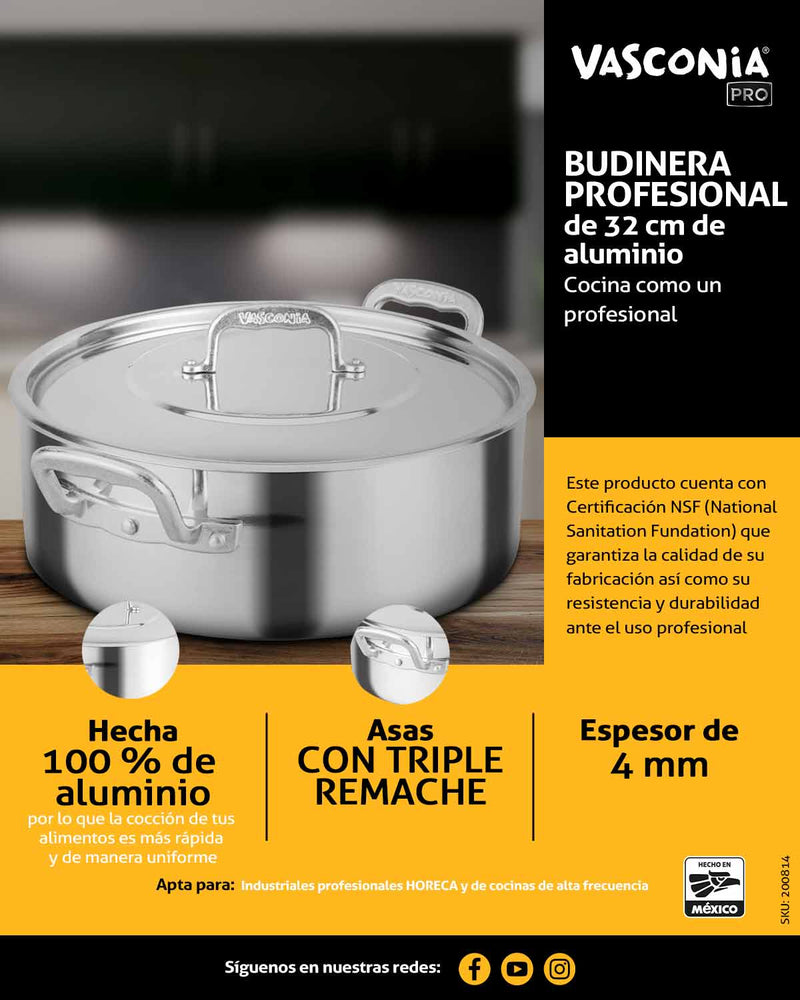 Budinera Vasconia Acorazada PRO 34 cm 9 L Aluminio NSF