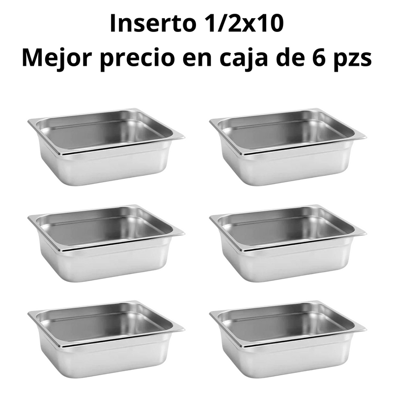 Inserto Contenedor De Acero Inoxidable 1/2x10cm Caja 6 Pzs