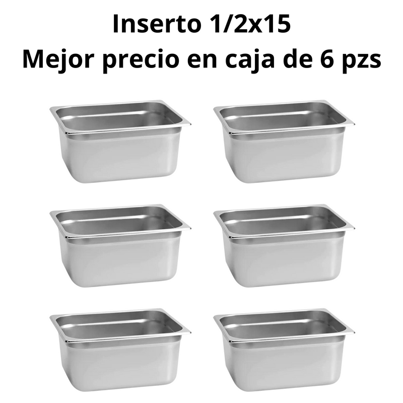 Inserto Contenedor De Acero Inoxidable 1/2x15cm Caja 6 Pzs