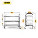Carrito de Servicio AROL 3 Niveles de Acero Inoxidable, 95x50 cm