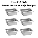 Inserto Contenedor De Acero Inoxidable 1/6x6cm Caja 6 Pzs