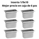 Inserto Contenedor Acero Inoxidable NOVENO 1/9x10 Cm 17.5x11x10 AROL NSF, 1.84L – Pack de 6