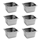 Inserto Acero Inoxidable 1/6x10 cm AROL NSF, 17.5x16 cm, Pack de 6