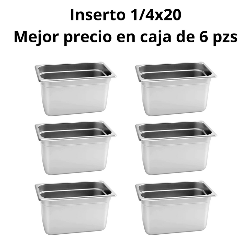 Inserto Contenedor De Acero Inoxidable 1/4x20cm Caja 6 Pzs