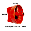 Perilla Estufa Industrial Redonda Recta, Aluminio, 6 cm, Roja con Opresor