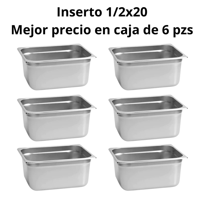 Inserto Contenedor De Acero Inoxidable 1/2x20cm Caja 6 Pzs