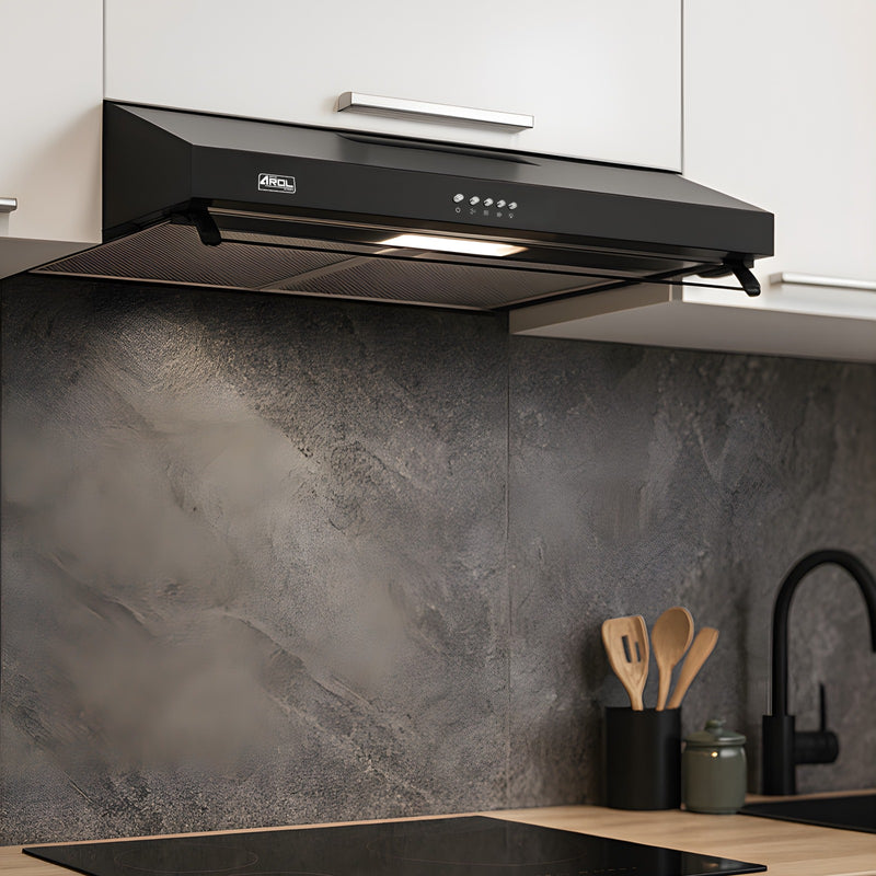 Campana Extractora Slim 60 cm, Vidrio Frontal, Negra, Pared CSL-60BL