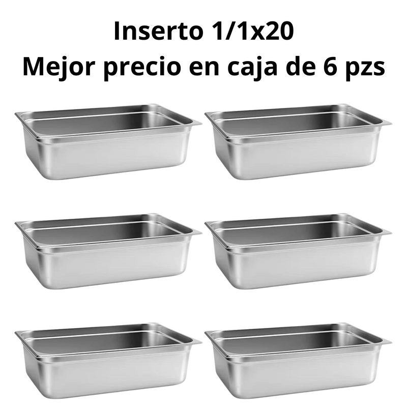 Inserto Contenedor De Acero Inoxidable 1/1x20cm Caja 6 Pzs