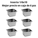 Inserto Acero Inoxidable 1/6x10 cm AROL NSF, 17.5x16 cm, Pack de 6