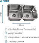 Tarja De Submontar Doble De Lujo 82x47x22 Acero Inoxidable