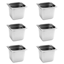 Inserto Contenedor De Acero Inoxidable 1/6x15cm Caja 6 Pzs