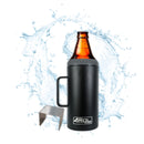 AROL Porta caguamon Enfriador de cerveza Acero inoxidable doble capa 1.2 lts Aislamiento al vacio (Acero Inoxidable Black)