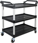 Carrito de Servicio AROL 3 Niveles con Freno, 80x50x86 cm, Negro - Electrodomesticos Olvera