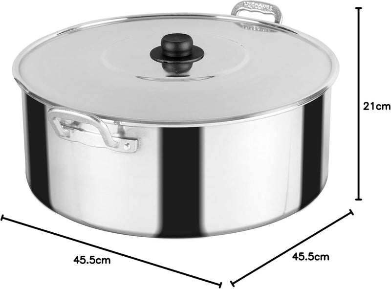 Arrocera Vasconia 45 cm con Tapa Aluminio 22.8 L Plata