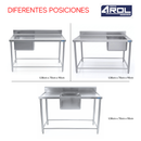 Fregadero Industrial AROL 1 Tarja Derecha en Acero Inoxidable 138 x 70 x 90 cm