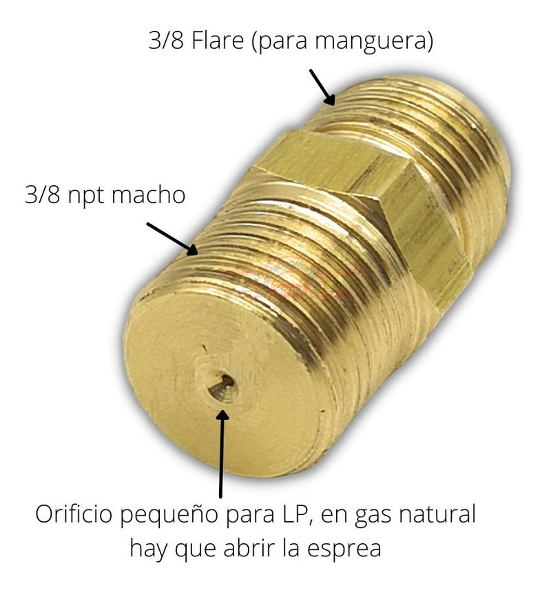 Esprea Para Quemador De Gas 3/8 Npt A 3/8 Flare Para Manguer