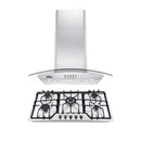 Combo Parrilla 5 Quemadores y Campana 90 cm, Acero Inoxidable y Vidrio, P-IN5Q86A y C-AC2F90