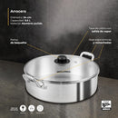 Arrocera Vasconia 34 cm con Tapa de Vidrio Aluminio Plata