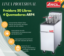Freidora Industrial a Gas LP 4 Quemadores, 50 Lb (24 Lts), Acero Inoxidable, 120,000 BTU - AROL ARF4-LPG