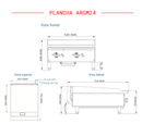Plancha 24" 2 Quemadores Placa 3/4 Gas LP Modelo ARGM24 AROL