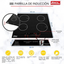 Parrilla de Inducción de 4 Zonas, 60cm, 110V, Empotrable, AROL IN-E4Q60
