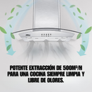 Combo Parrilla 5 Quemadores 77 cm y Campana 90 cm, Acero Inoxidable y Vidrio, P-IN5Q76 y C-AC2F90