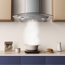 Combo Parrilla 5 Quemadores 77 cm y Campana 90 cm, Acero Inoxidable y Vidrio, P-IN5Q76 y C-AC2F90