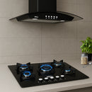 Combo Parrilla Y Campana Vidrio 77 Cm Pared Acero/negro Arol Color Negro P-cn5q77 Y Peonia