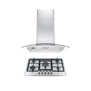 Combo Parrilla 5 Quemadores 77 cm y Campana 90 cm, Acero Inoxidable y Vidrio, P-IN5Q76 y C-AC2F90