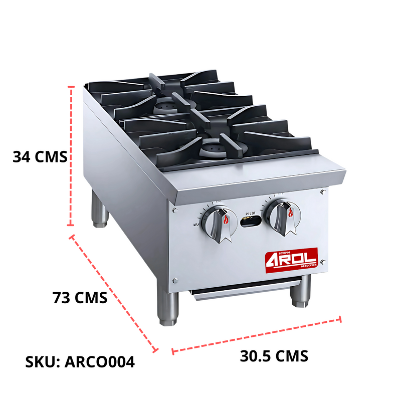 Parrilla Industrial 2 Quemadores 12" Modelo ARHPB12 AROL