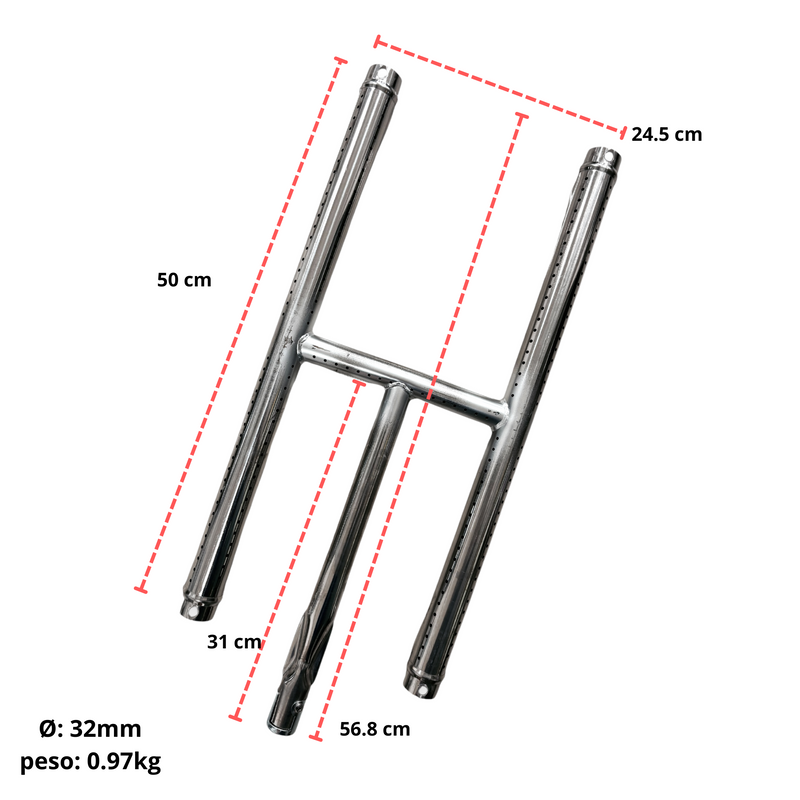 Quemador Tipo H 50 cm Acero Inoxidable AROL