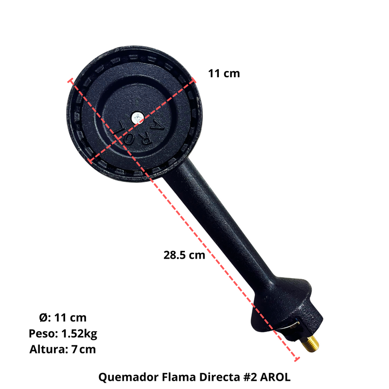 Quemador Tipo H 40 cm Acero Inoxidable AROL