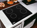 Combo Parrilla Inducción 4 Zonas y Campana 60 cm Pared AROL Negro | Vidrio Templado | Doble Clavija 110 V | Motor 130 W | Succión 500 m³/h