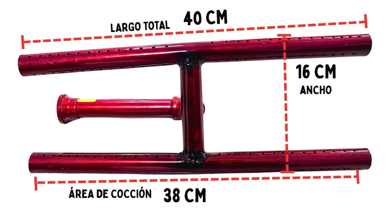 Quemador H De 40 Cm Con Codo Económico Para Planchas