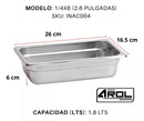 Inserto Contenedor De Acero Inoxidable 1/4x6cm Caja 6 Pzs