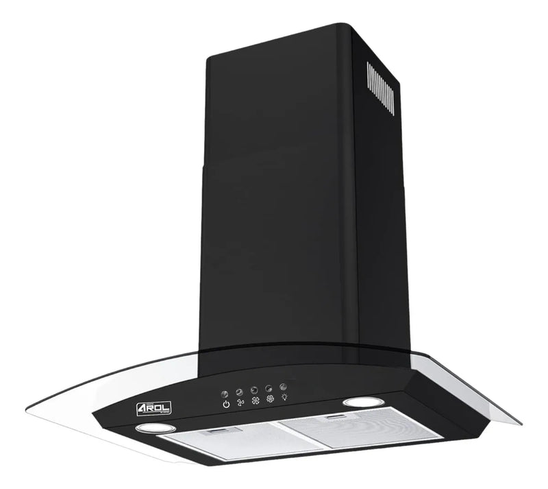 Combo Parrilla Y Campana Vidrio 77 Cm Pared Acero/negro Arol Color Negro P-cn5q77 Y Peonia