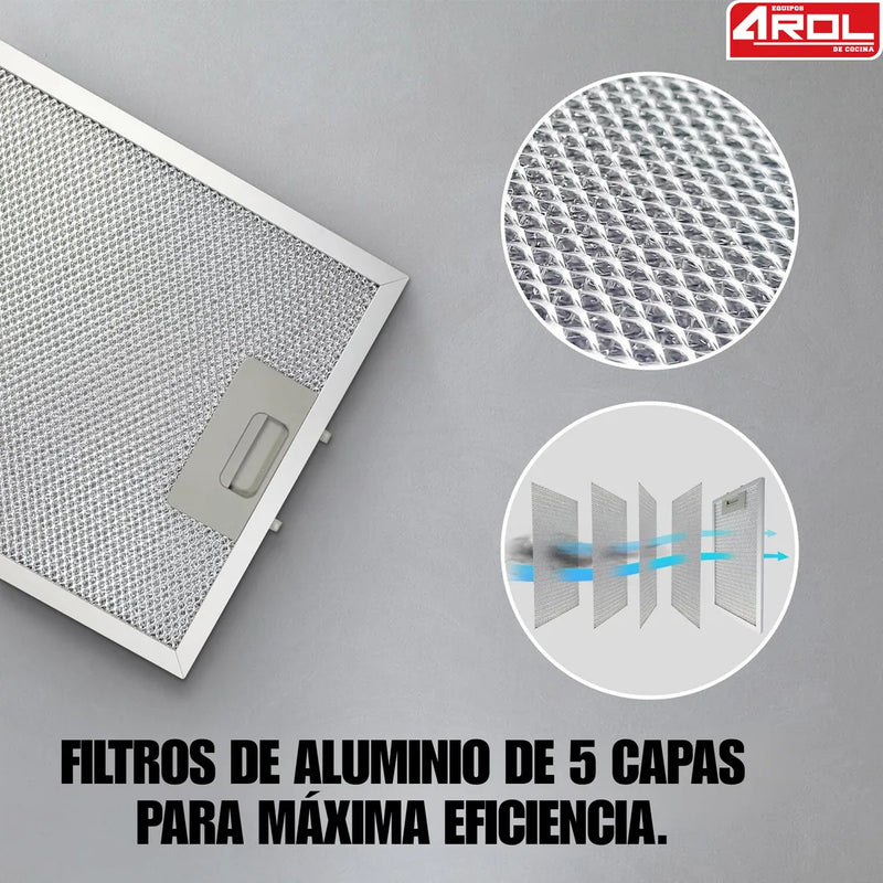 Combo Parrilla Y Campana Vidrio 77 Cm Pared Acero/negro Arol Color Negro P-cn5q77 Y Peonia
