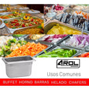 Inserto Contenedor Acero Inoxidable NOVENO 1/9x10 Cm 17.5x11x10 AROL NSF, 1.84L – Pack de 6