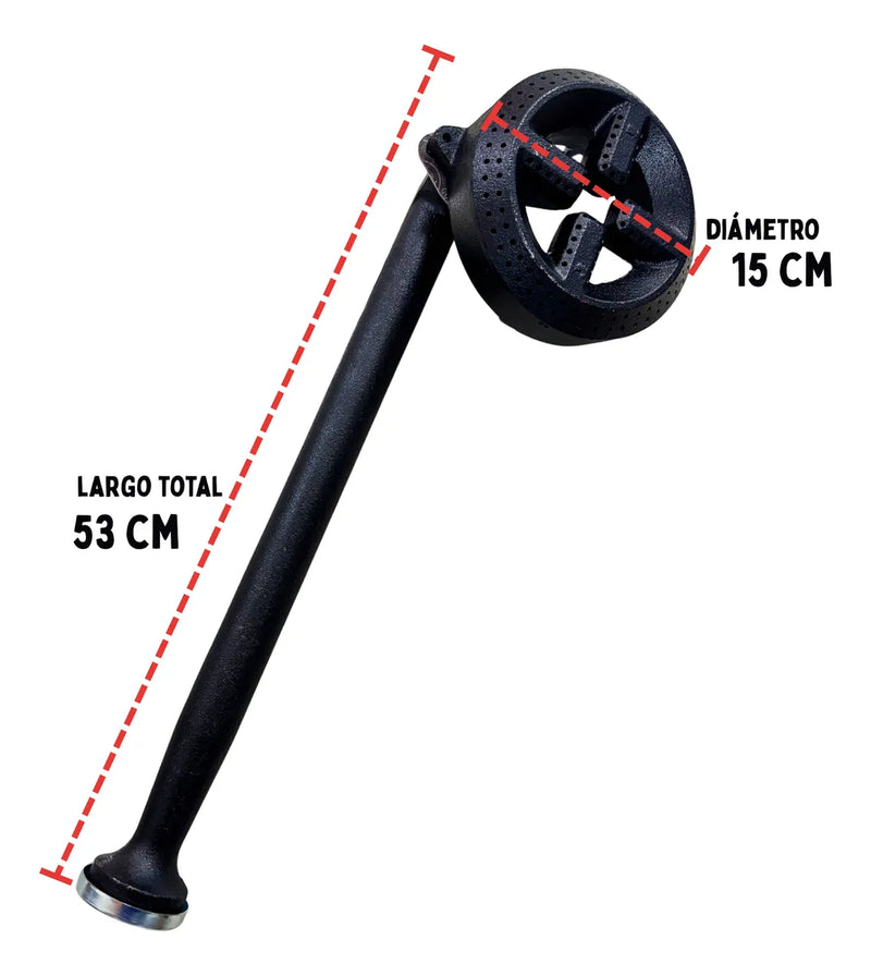 Quemador para Estufa Industrial, Redondo Largo, 16 cm, Tubo Izquierdo, Modelo B102 AROL