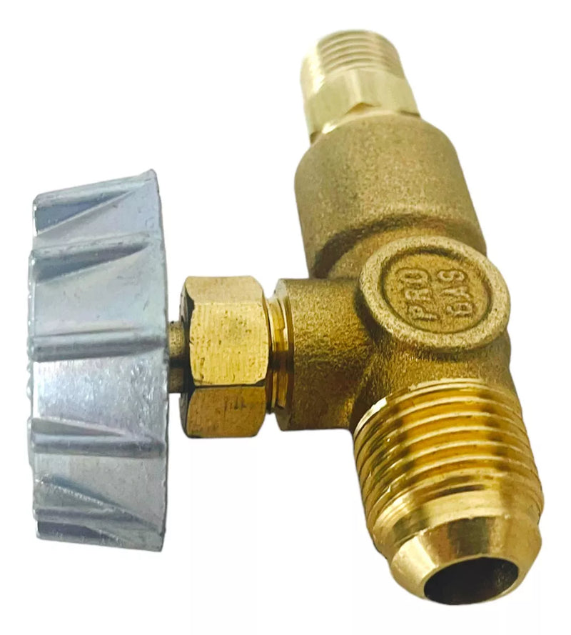 Valvula Aguja 1/4 A 3/8 Flare Con Esprea Para Quemador