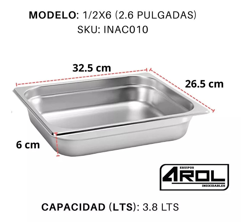 Inserto Contenedor De Acero Inoxidable 1/2x6cm Caja 6 Pzs