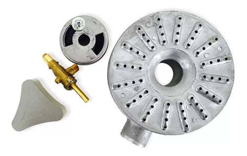 Quemador De Aluminio Extragrande Industrial Completo 13cm Incluye Ventila 3/4, Válvula Baja Presión Y Perilla Metálica