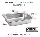 Inserto Acero Inoxidable Medio Por 6 Cm Con Certificado Nsf Arol Caja 6 Pzs