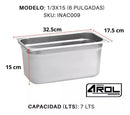 Inserto Contenedor Acero Inoxidable Con Tapa 1/3x15 cm AROL NSF
