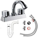 Mezcladora para Lavabo Cromada con Kit de instalación, Incluye Mangueras, Válvulas, Trampa