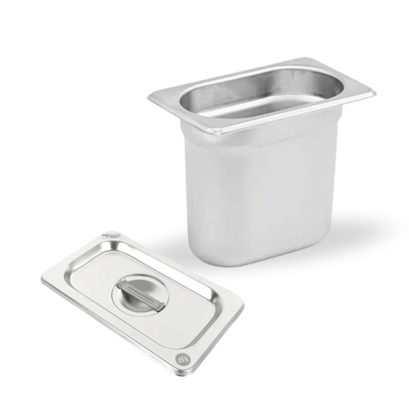 Inserto Contenedor Acero Inoxidable Con Tapa 1/9x15 cm AROL NSF