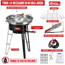 Kit Completo para Discada con Disco Comal, Base y Quemador Doble Aro, 58 cm y 80,000 BTU – SCI-E80-58A Gas LP AROL
